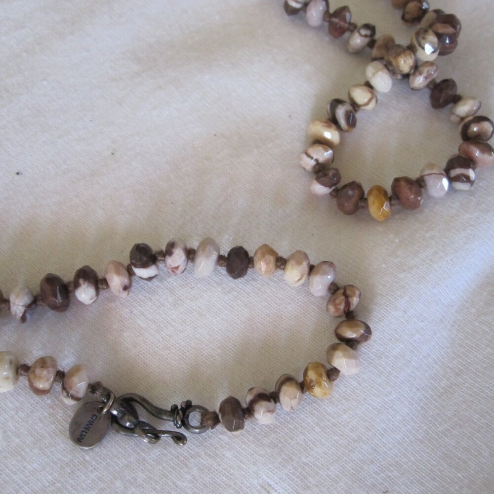 Vintage Chan Luu 36" Cut Agate Stone / Sterling Silver Necklace - 45 grams - Picture 2 of 6